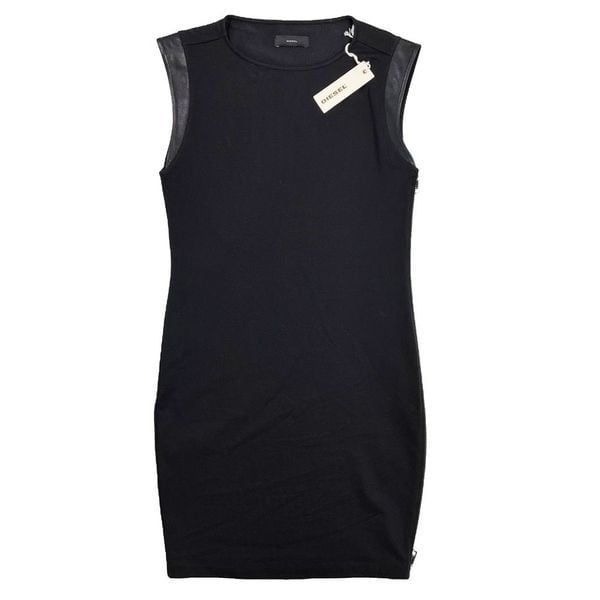 Diesel D-Annina Bodycon Dress Full Side Zip Stretch Black S NWT