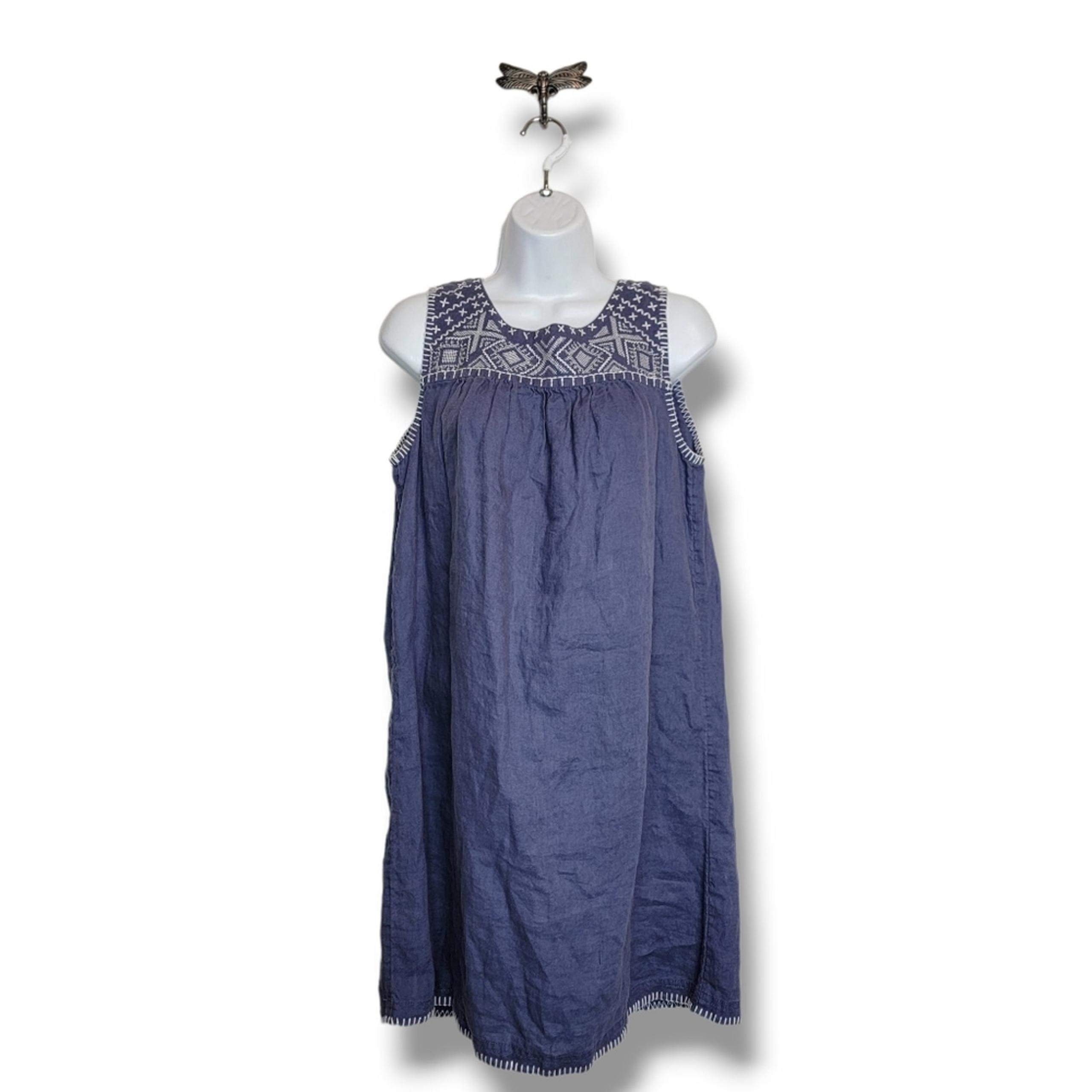 C&C California 100% Linen Blue Sleeveless Mini Beach Summer Lightweight Dress S