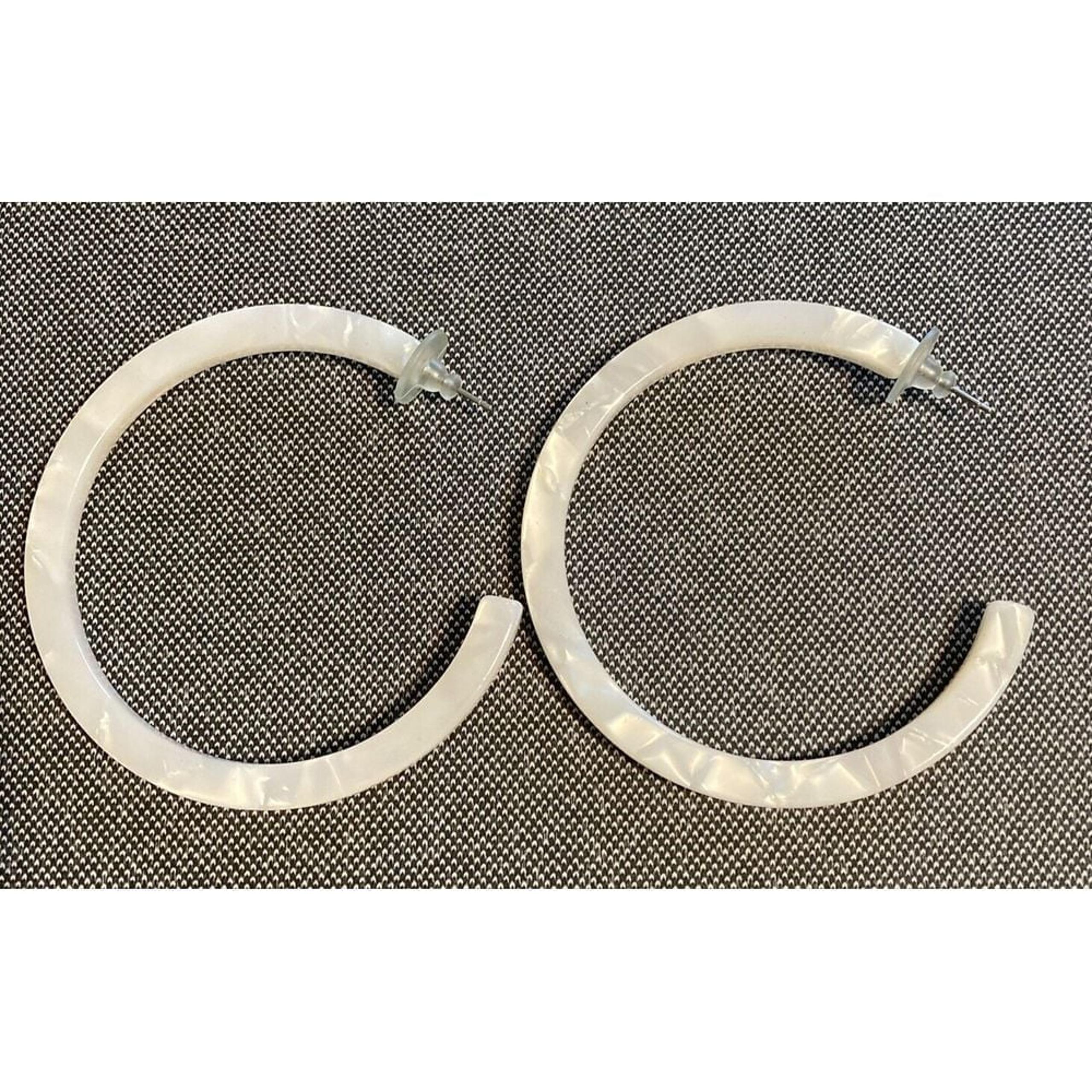 White Acrylic Hoop EARRINGS Large NWOT