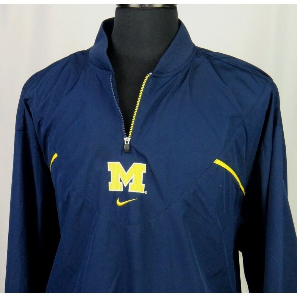 Men's Vintage NIKE Clima-Fit Michigan Wolverines 1/4 Zip Windbreaker Jacket XL