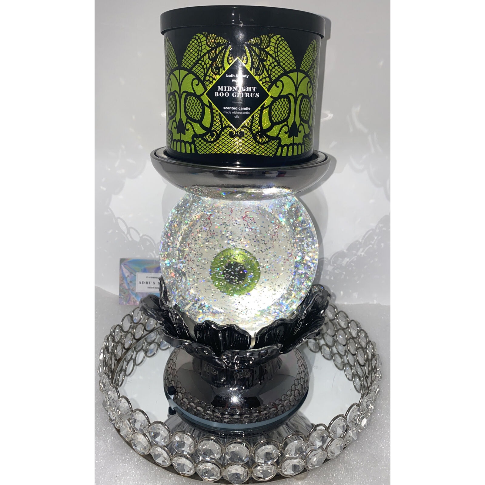 Bath & Body Works 2022 Halloween Rotating Eye Globe 3 Wick Candle Holder W/Box