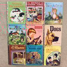 1970s Vintage Little Golden Books Animals Lot, Farm Zoo Dictionary Birds Dogs