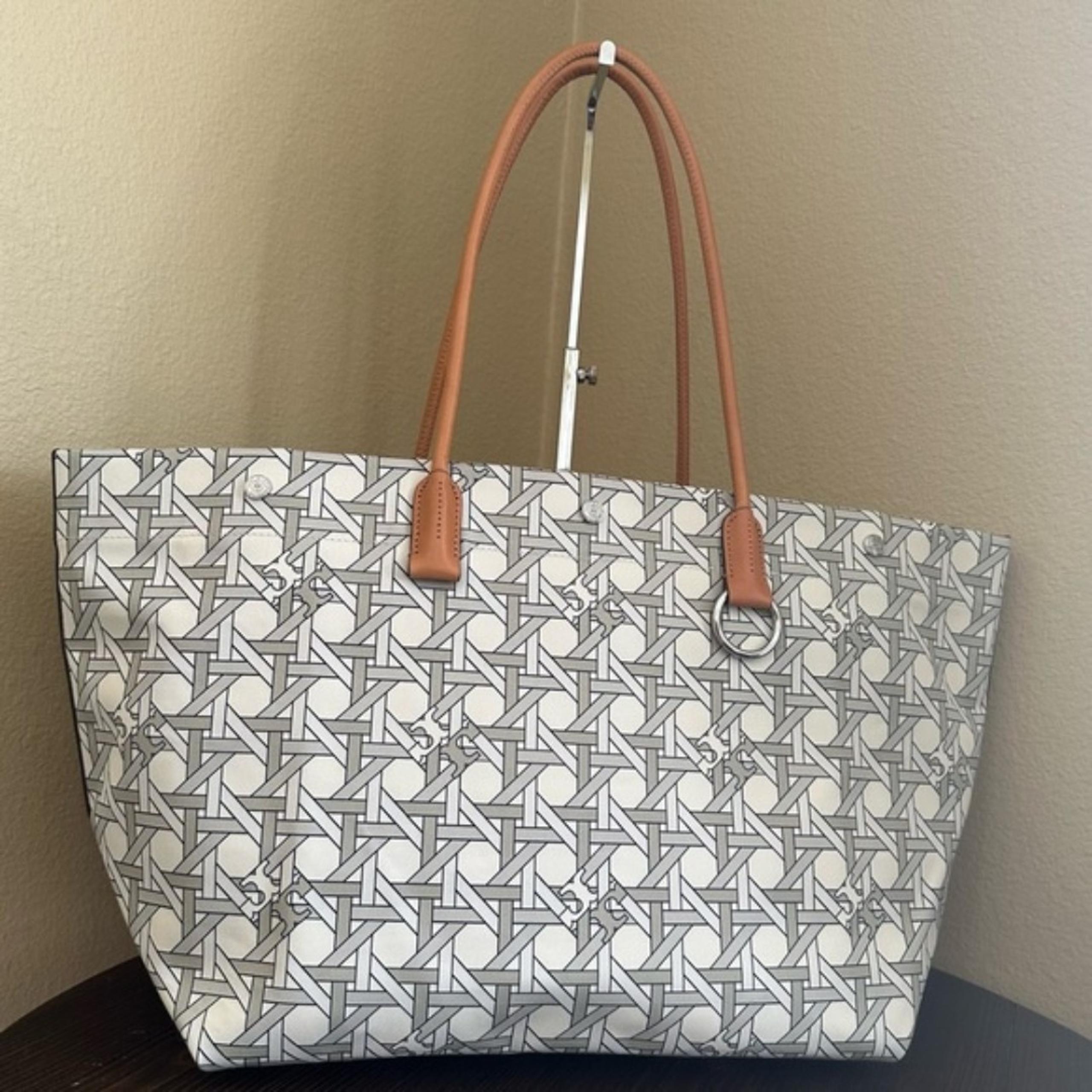 New Tory Burch basketweave Print tote bag
