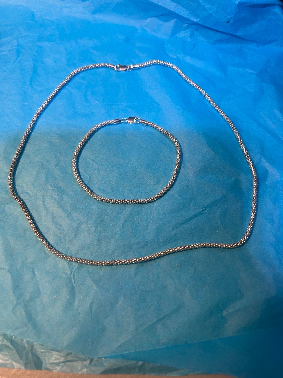 Vintage 925 Silver matching rope necklace and bracelet