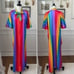 Vintage 70s Rainbow Stripe Caftan Kaftan Mumu Pride Mrs Roper OSFM