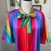 Vintage 70s Rainbow Stripe Caftan Kaftan Mumu Pride Mrs Roper OSFM