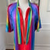 Vintage 70s Rainbow Stripe Caftan Kaftan Mumu Pride Mrs Roper OSFM