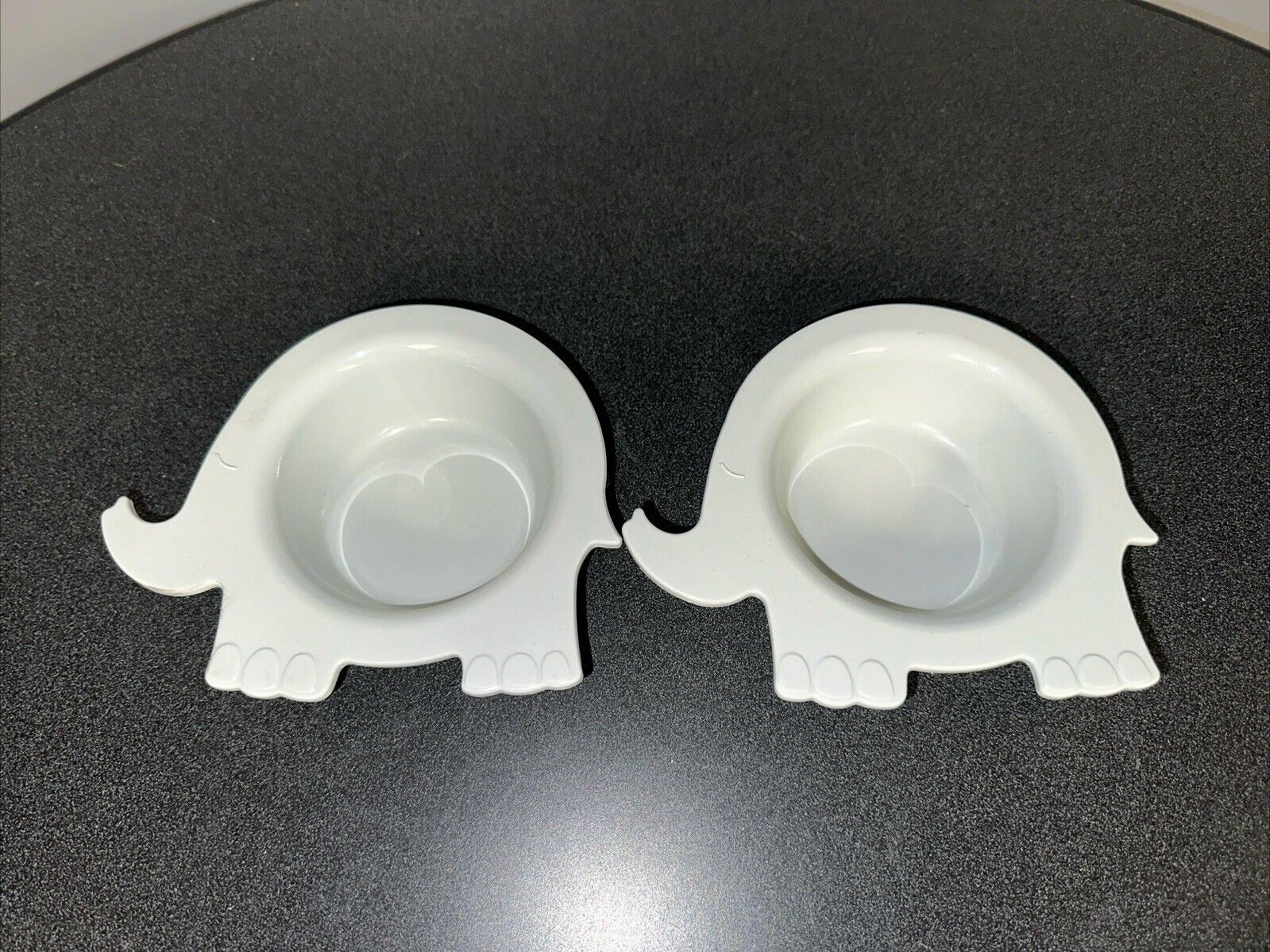SET OF 2-PBK Pottery Barn Kids Silicone Dishwasher Safe Elephant Bowls