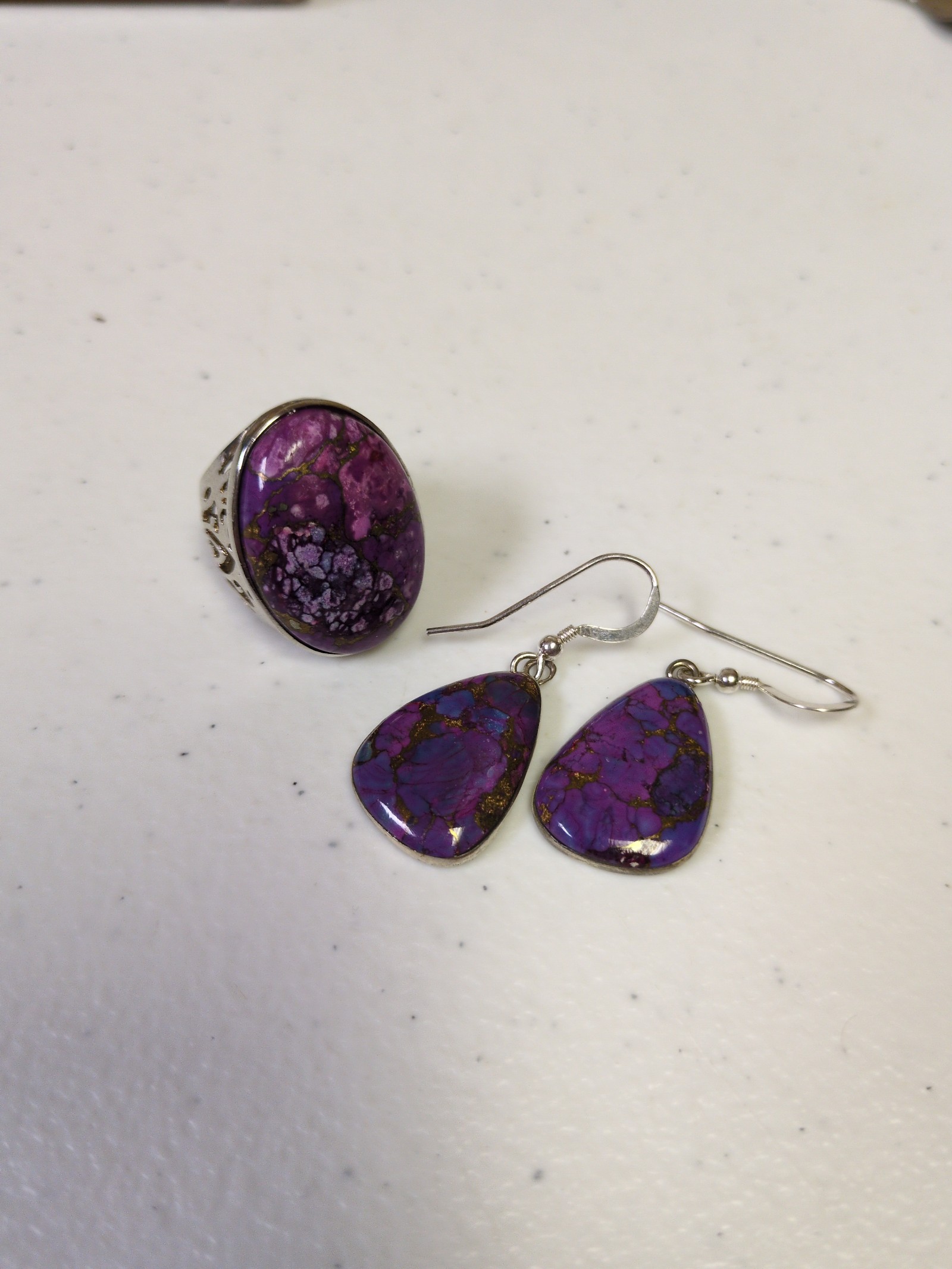 Sterling silver 925 Purple Mohave turquoise ring and Earrings