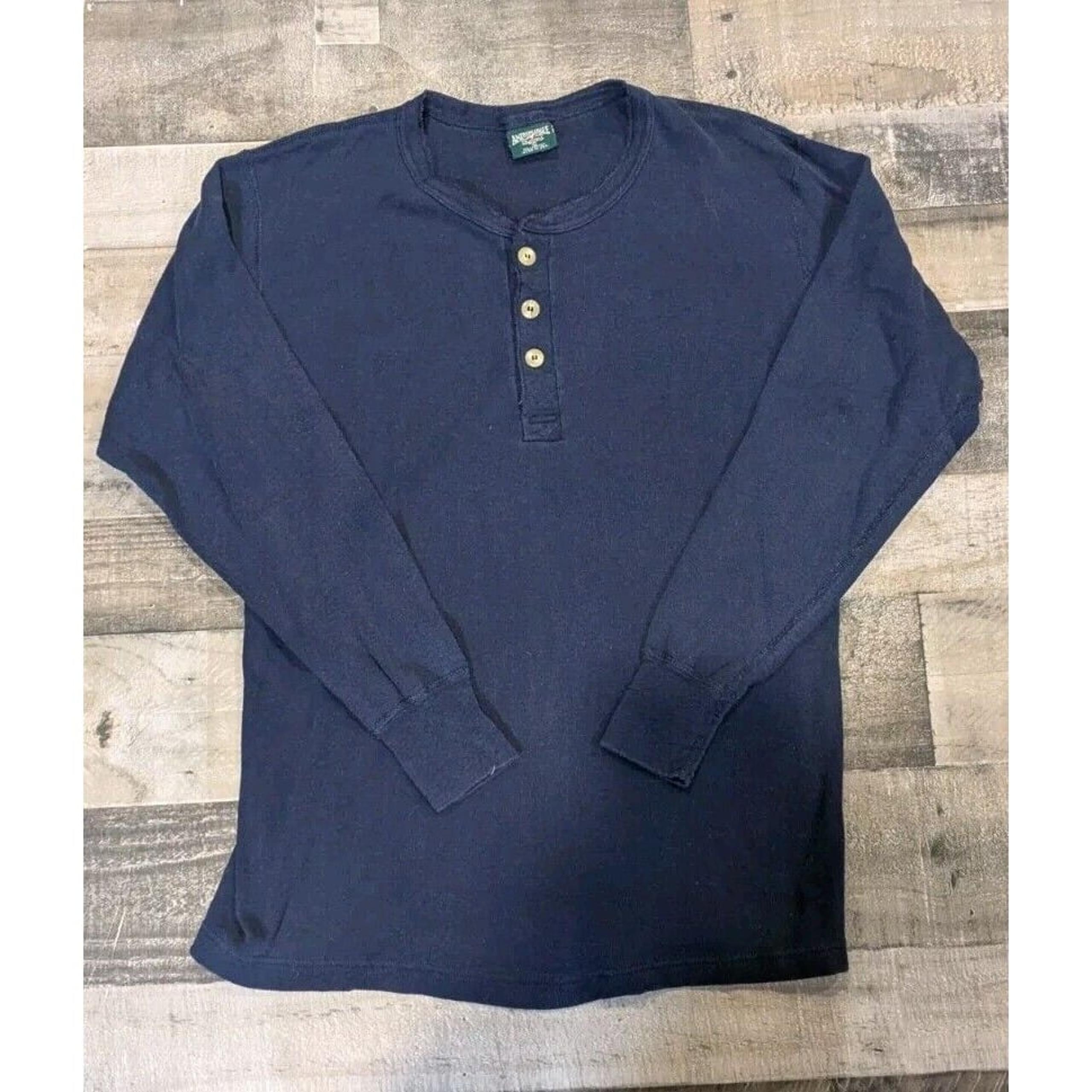 American Eagle Shirt Mens Large Blue Vintage Henley 100% Cotton Light Outdoors