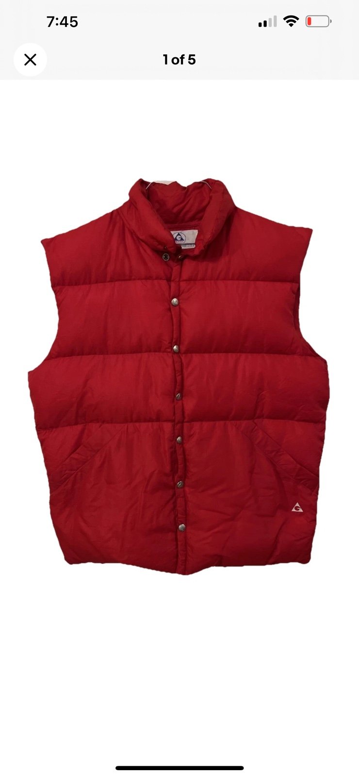 Vtg 70's Gerry Made In USA Puffer Goose Down Vest Jacket Snap Men's Red XL / XXL