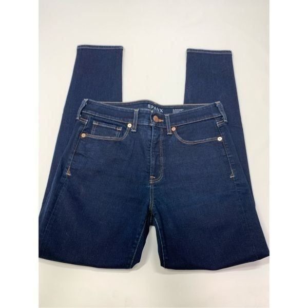 Spanx Women's 5-Pocket Skinny Denim Jeans Dark Wash Blue Size 28