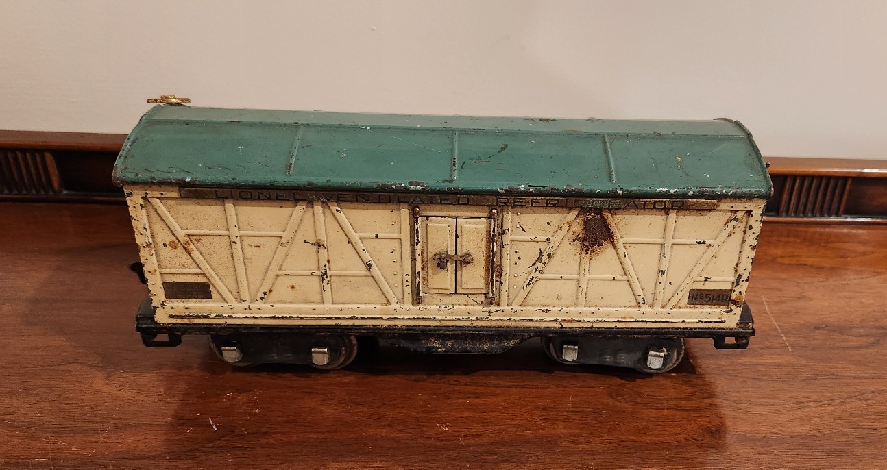 Antique 1920s Lionel Trains refrigerated car in white