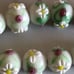 Set Of 31 Handmade Lampwork Floral Glass Beads 14mm Pink Green White