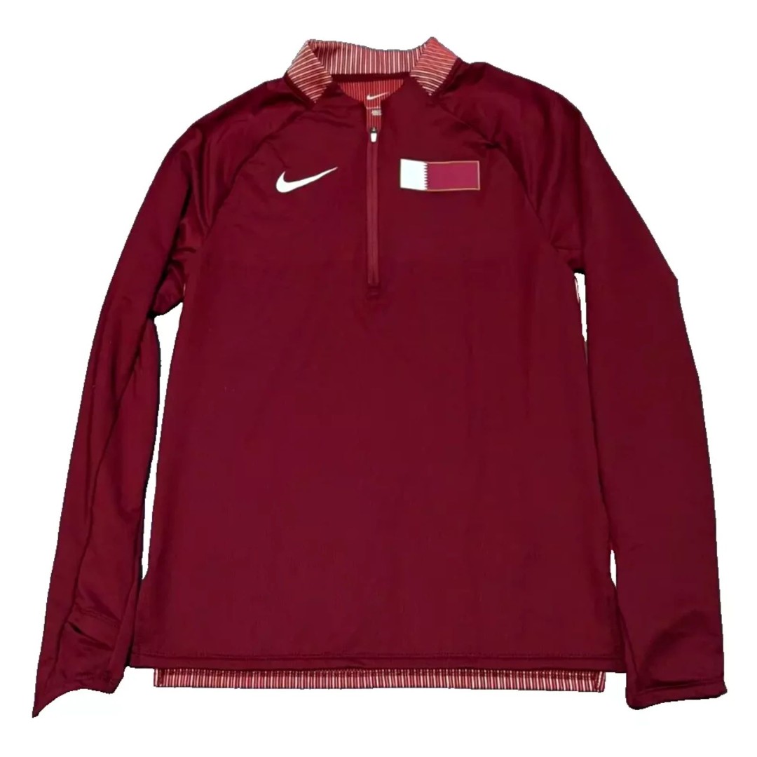 Nike Men's Medium Elite Pro Qatar Track & Field 1/4 Zip Long Sleeve Shirt CI8847