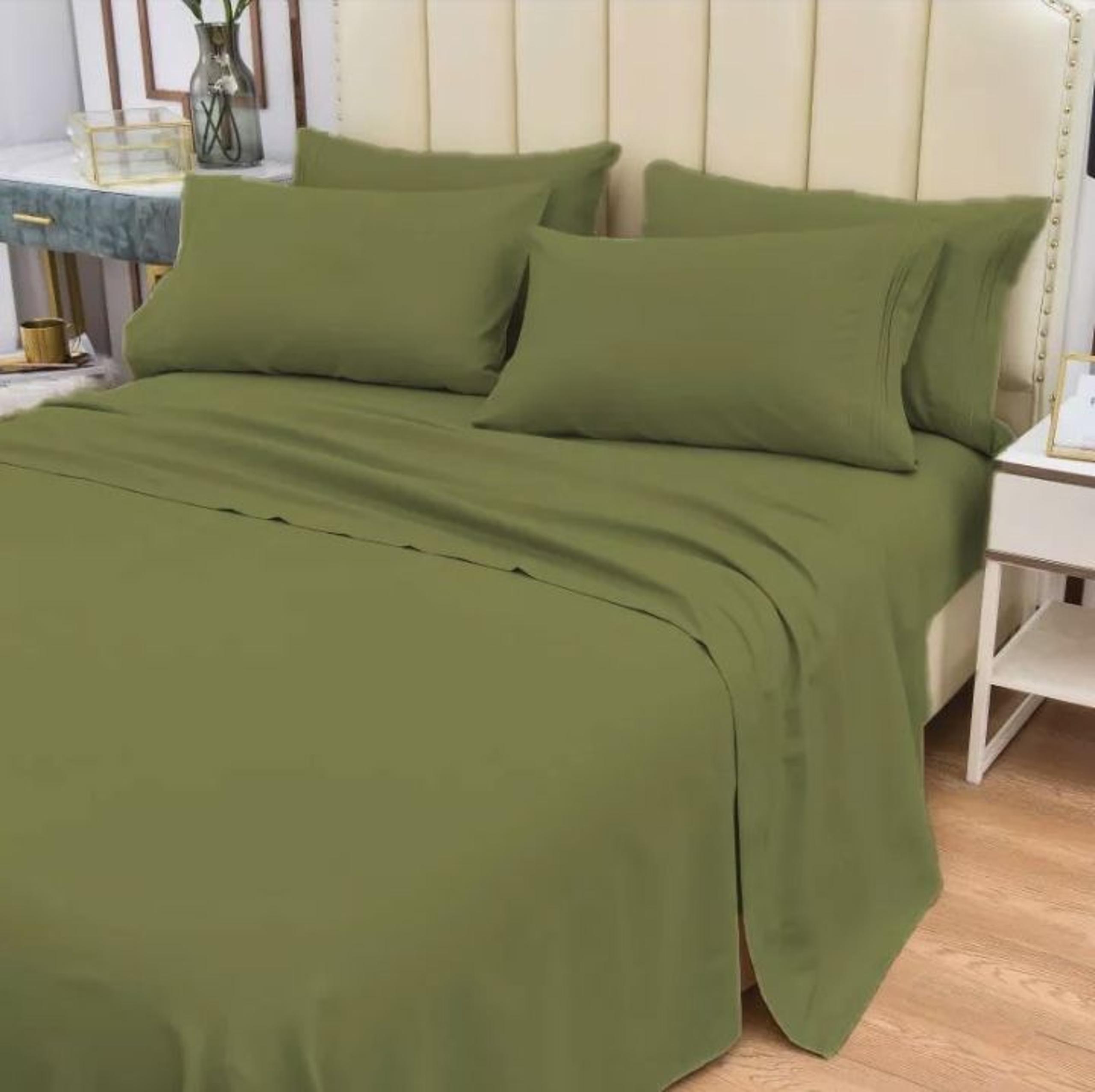 6 PCS Cool Bamboo Lux King Sheet Set-Sage Green