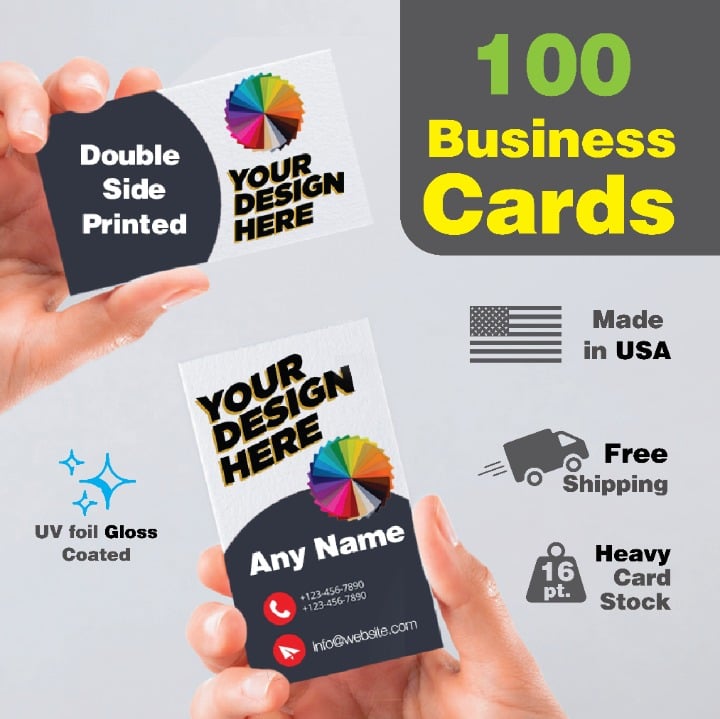 Custom Business Cards / 100 count/ heavy cardstock / Full UV coating bothside