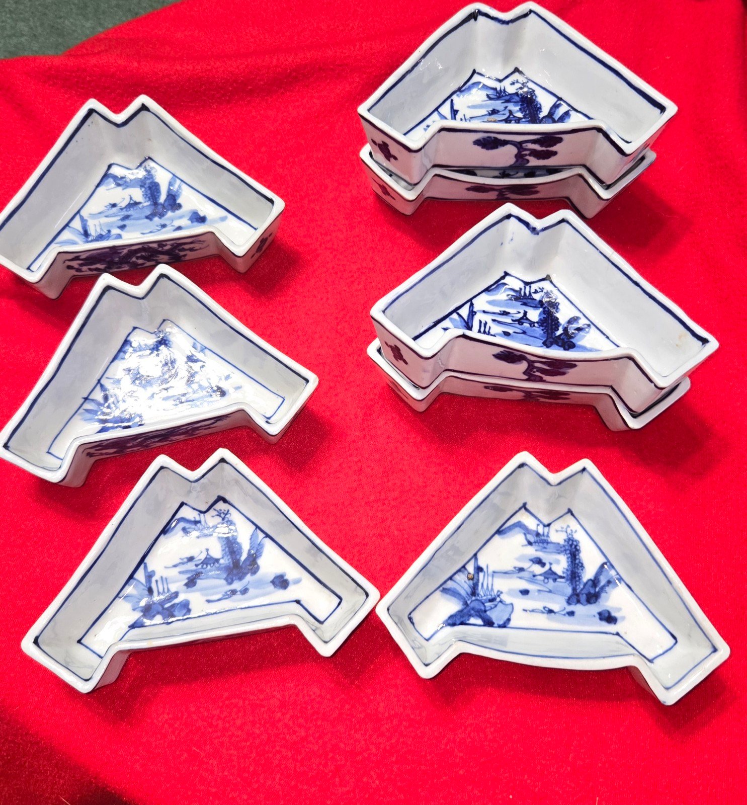 antique rare Kosai V MIYAGAWA, artist 3 legged plates, set of 8, dragon