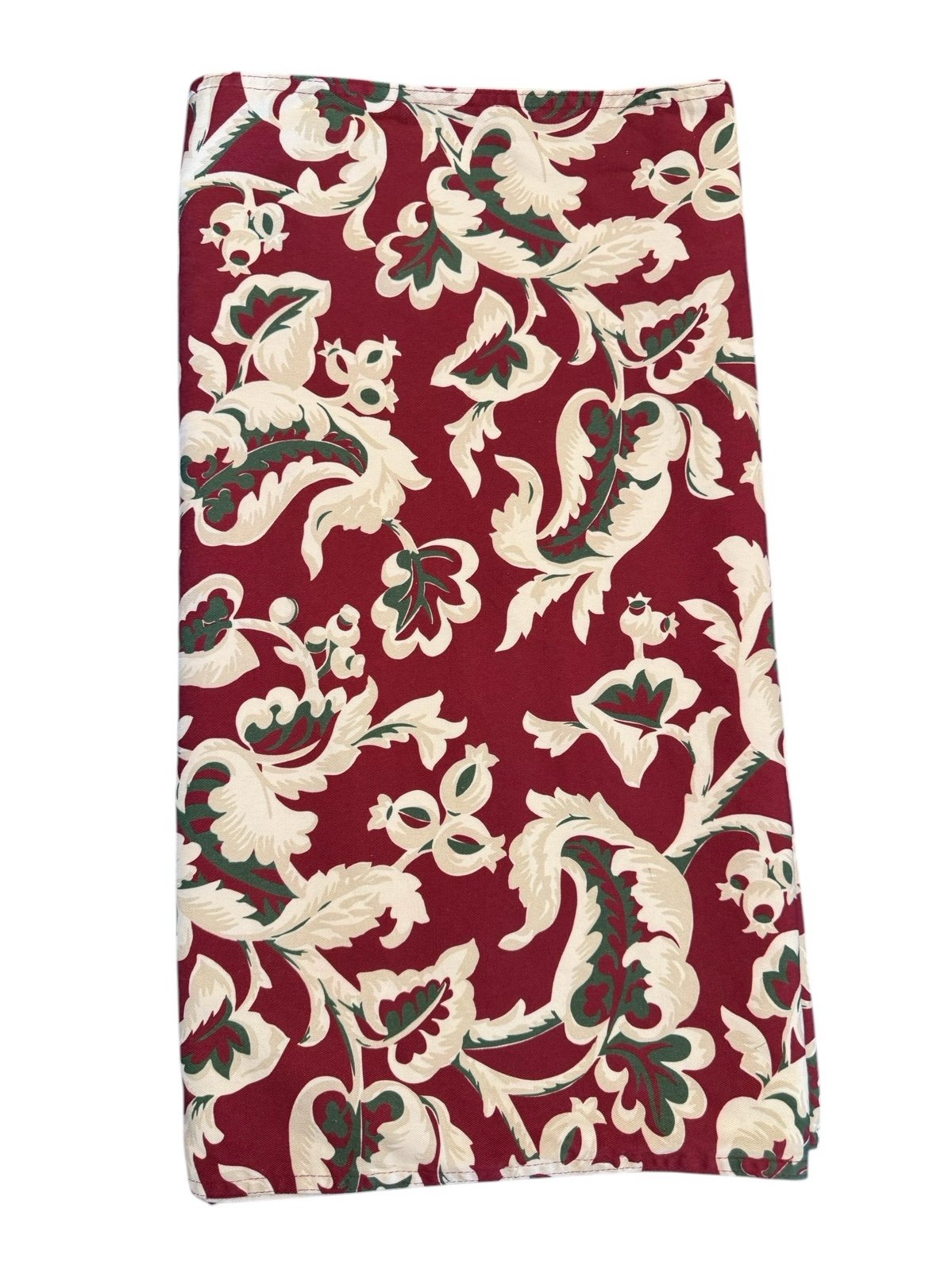 Williams Sonoma Bordeaux Table Runner Burgundy/Cream Floral 24 X 108 EUC