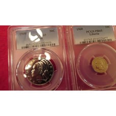 1968 50 C & 10 C Liberia PCGS PR 65