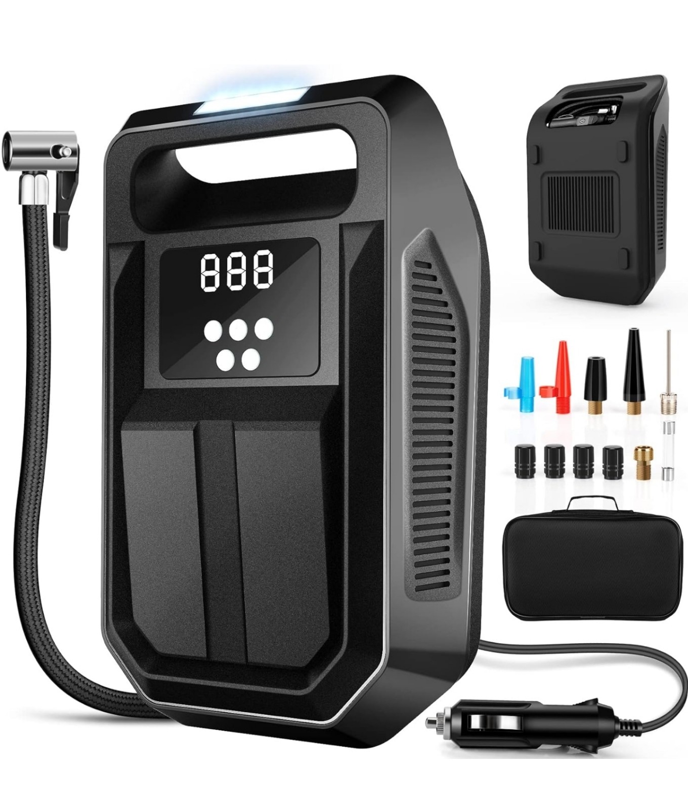 Luxe Essentials 12V Digital Tire Inflator - Portable Air Compressor w/ Accessori