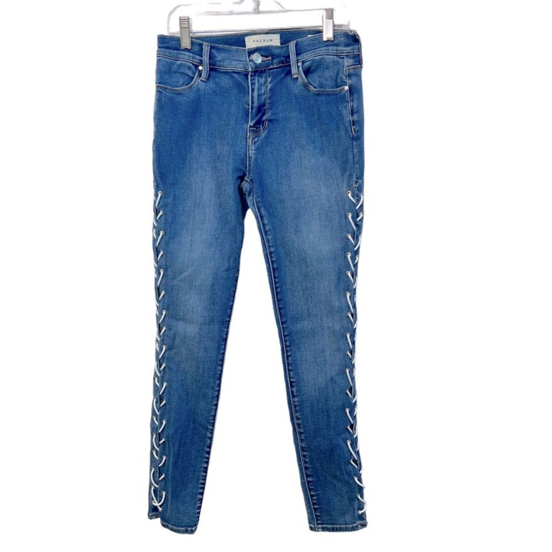 PacSun Lace Up High Rise Ankle Jegging Jeans Medium Wash Size 25