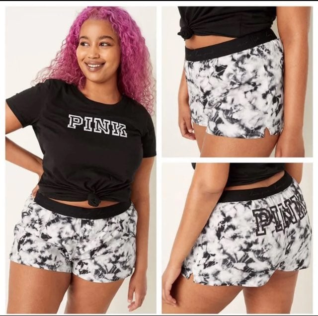 VS PINK PINK FLANNEL SLEEP BOXY SHORT M