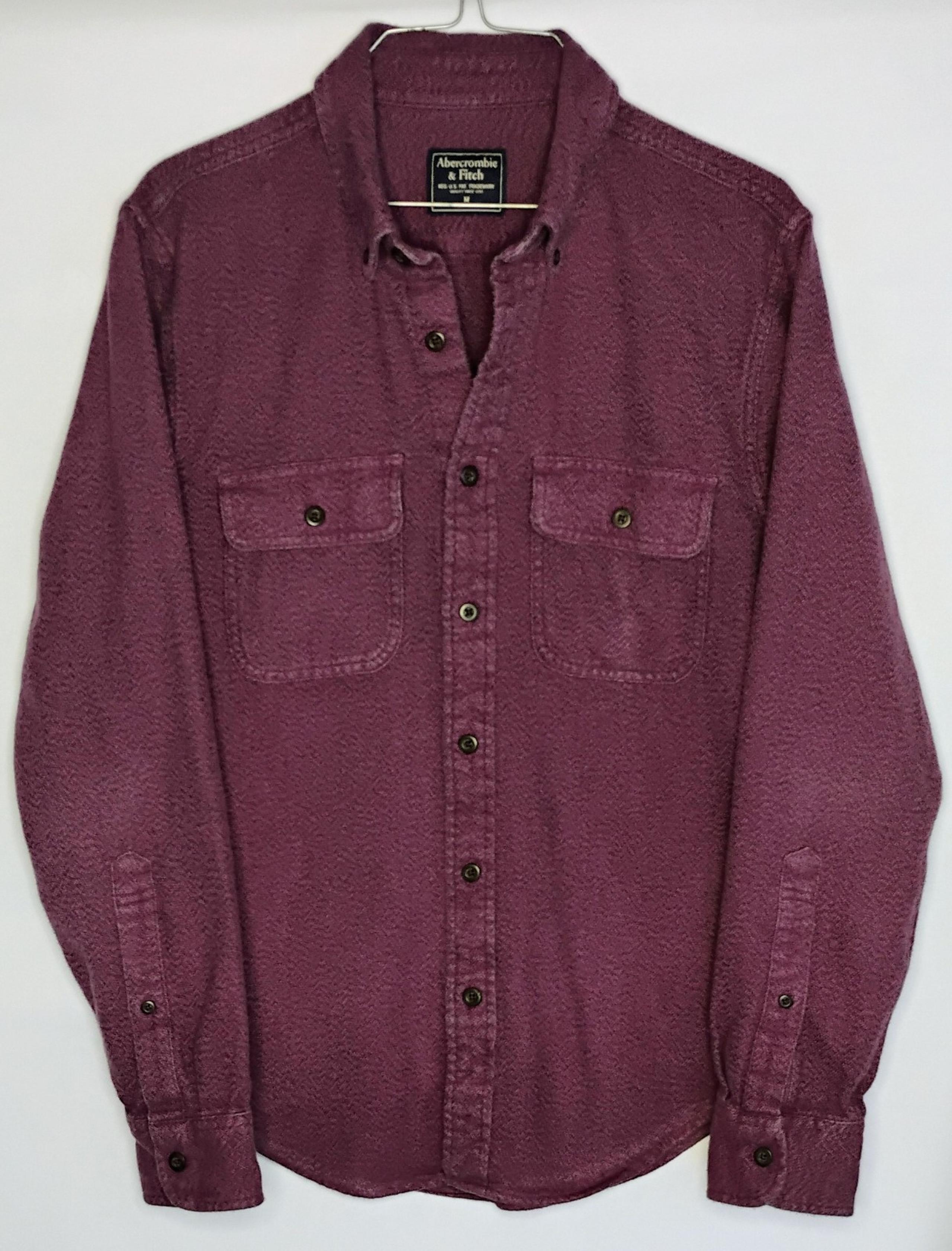 Abercrombie & Fitch Purple Flannel Men's Shirt Button Down Sz M Front Pockets