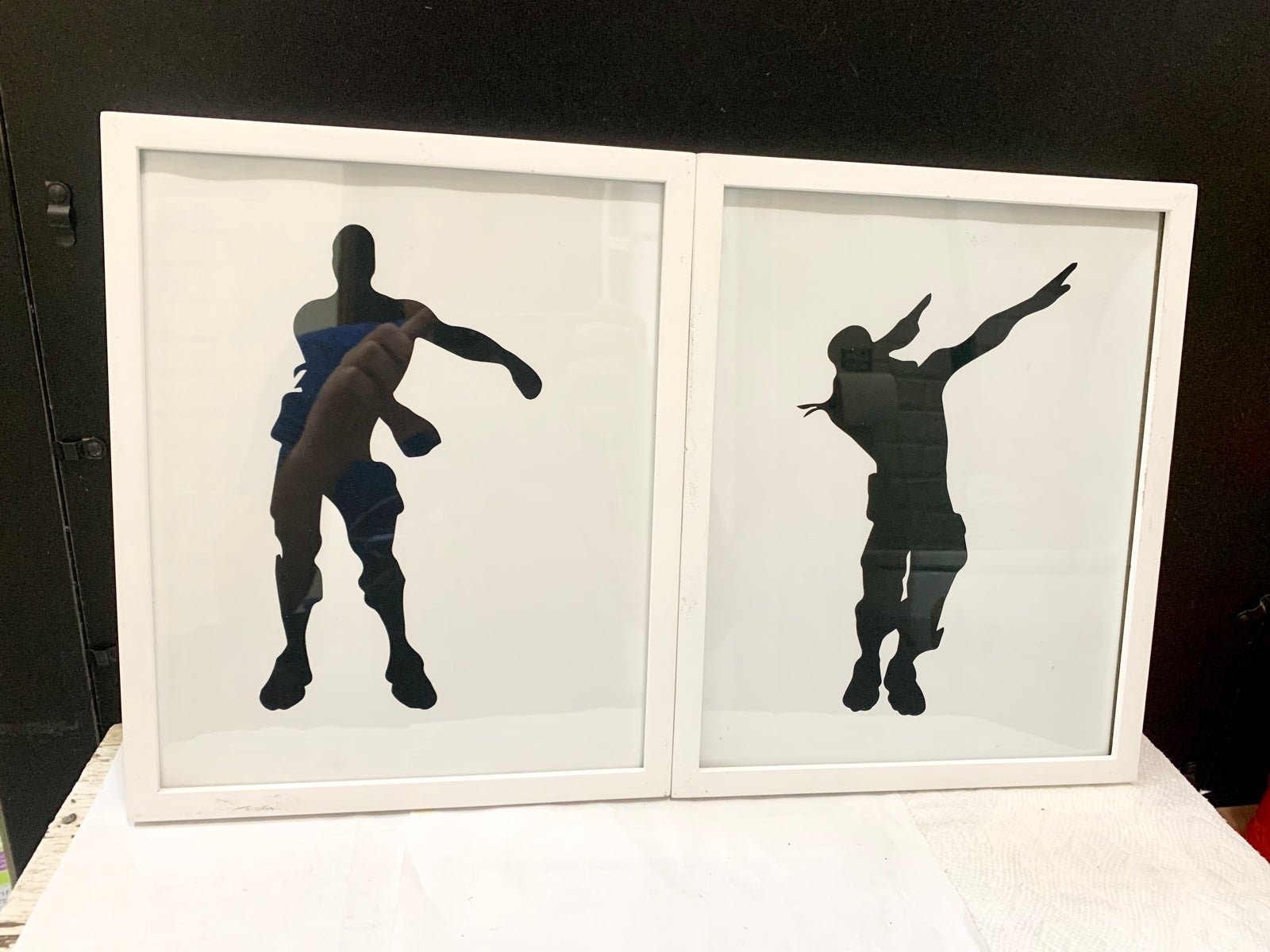 Framed Fortnite Emotes Silhouette Dancers Pictures Set of 2 Wall Hanging Decor