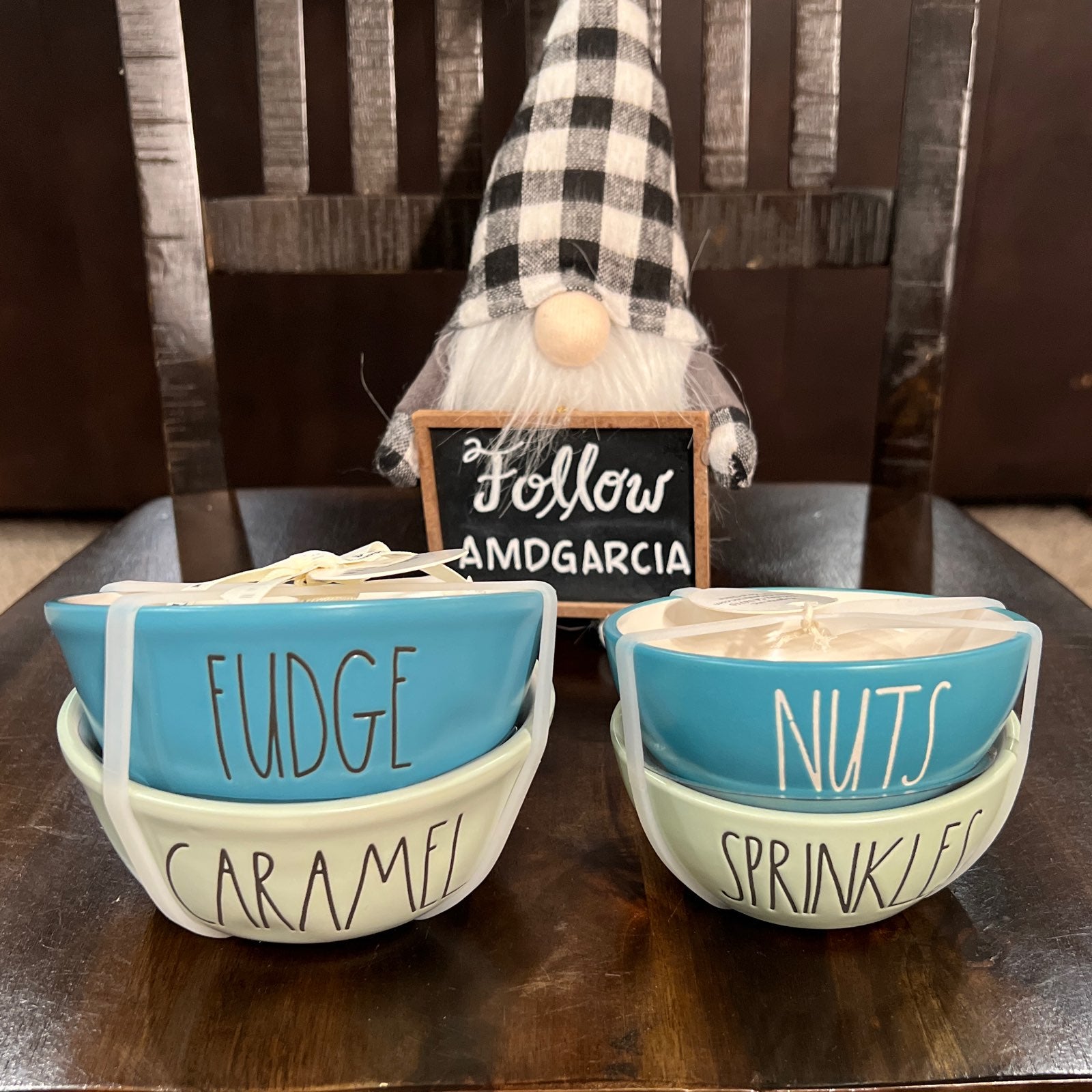RaeDunn NUTS/SPRINKLES/FUDGE/CARAMEL Bowl Ramekins