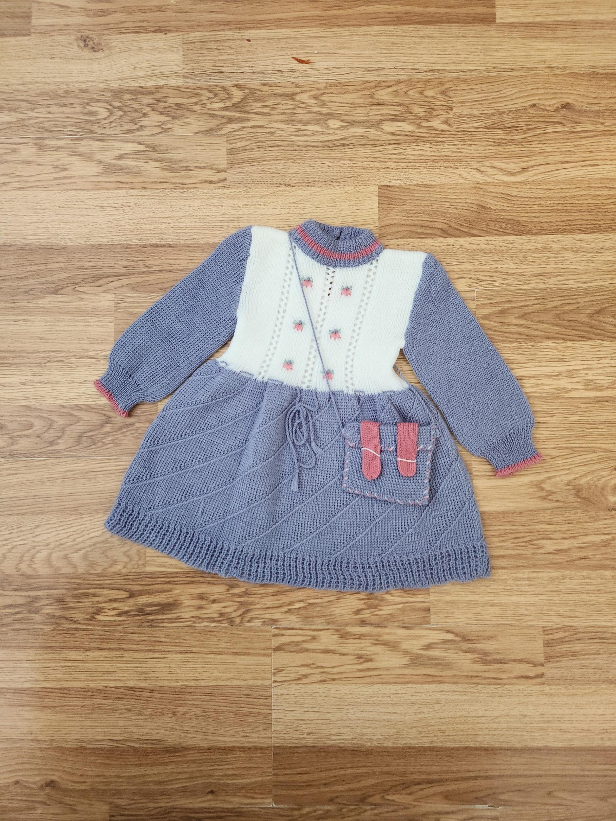 Vintage Knit Baby Girl Dress 9-12 Months