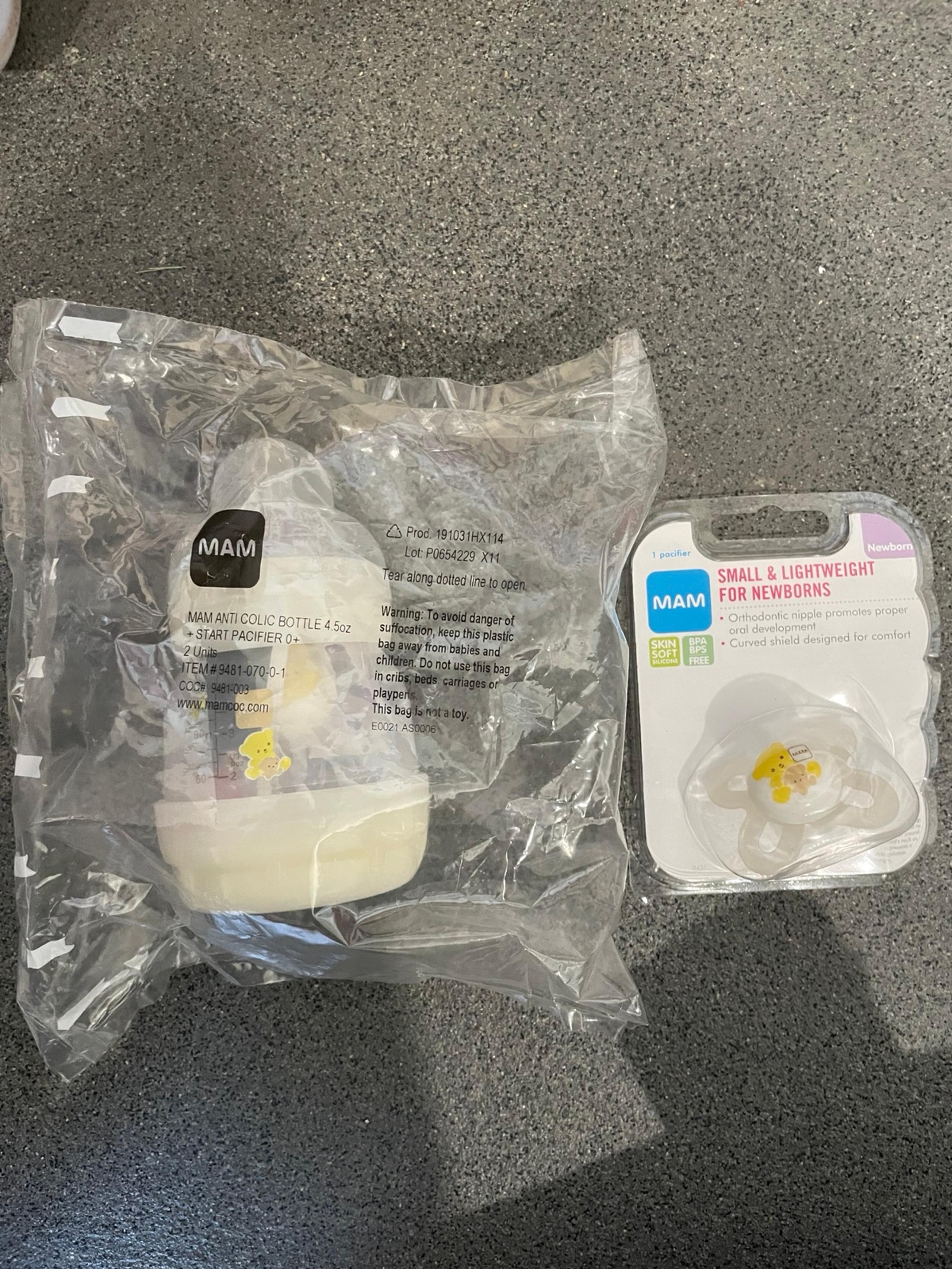 NEW SET OF BABY BOTTLE AND PACIFIER MAM