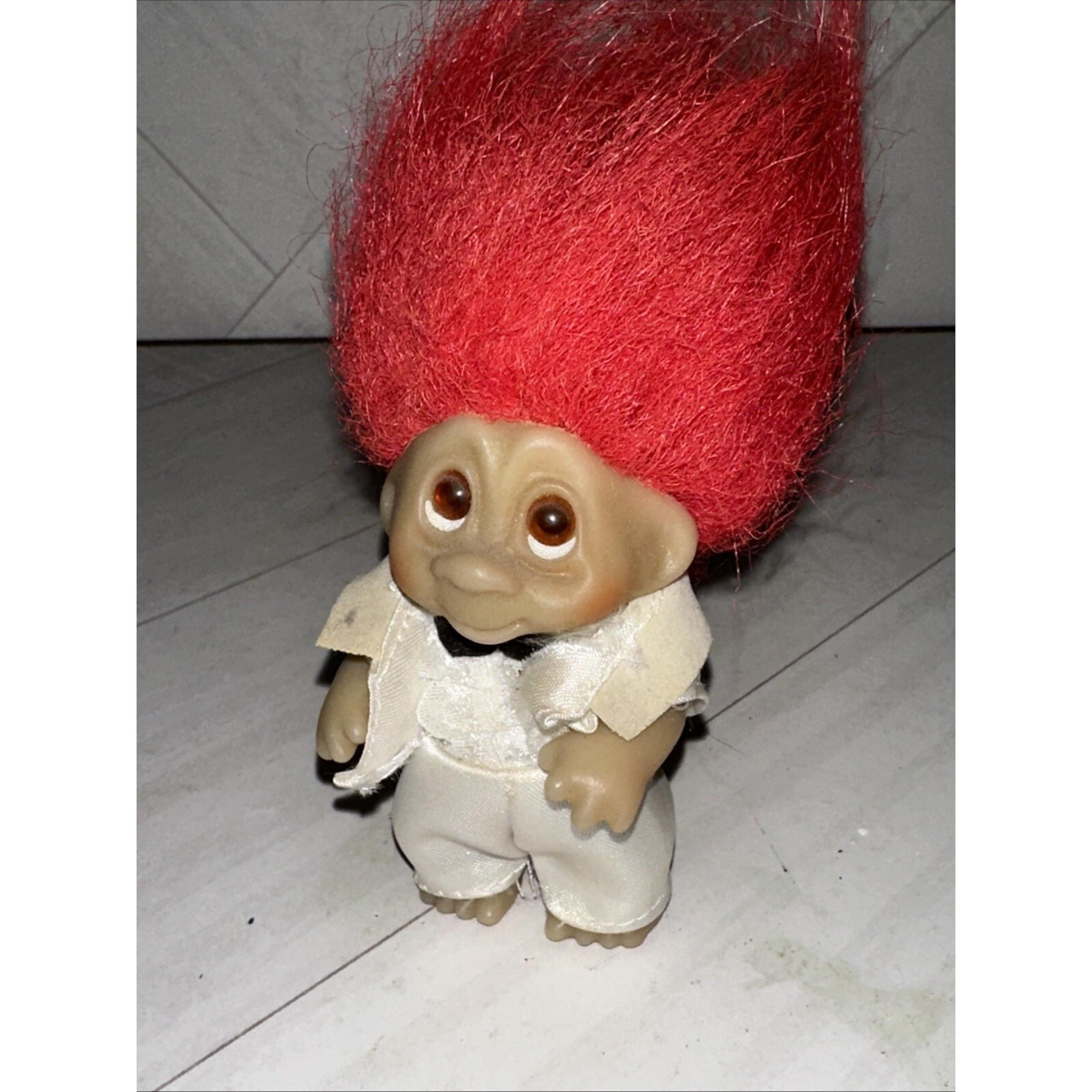 Vtg 1985 Dam Troll Wedding Groom Red Color Hair 3" Doll Toy