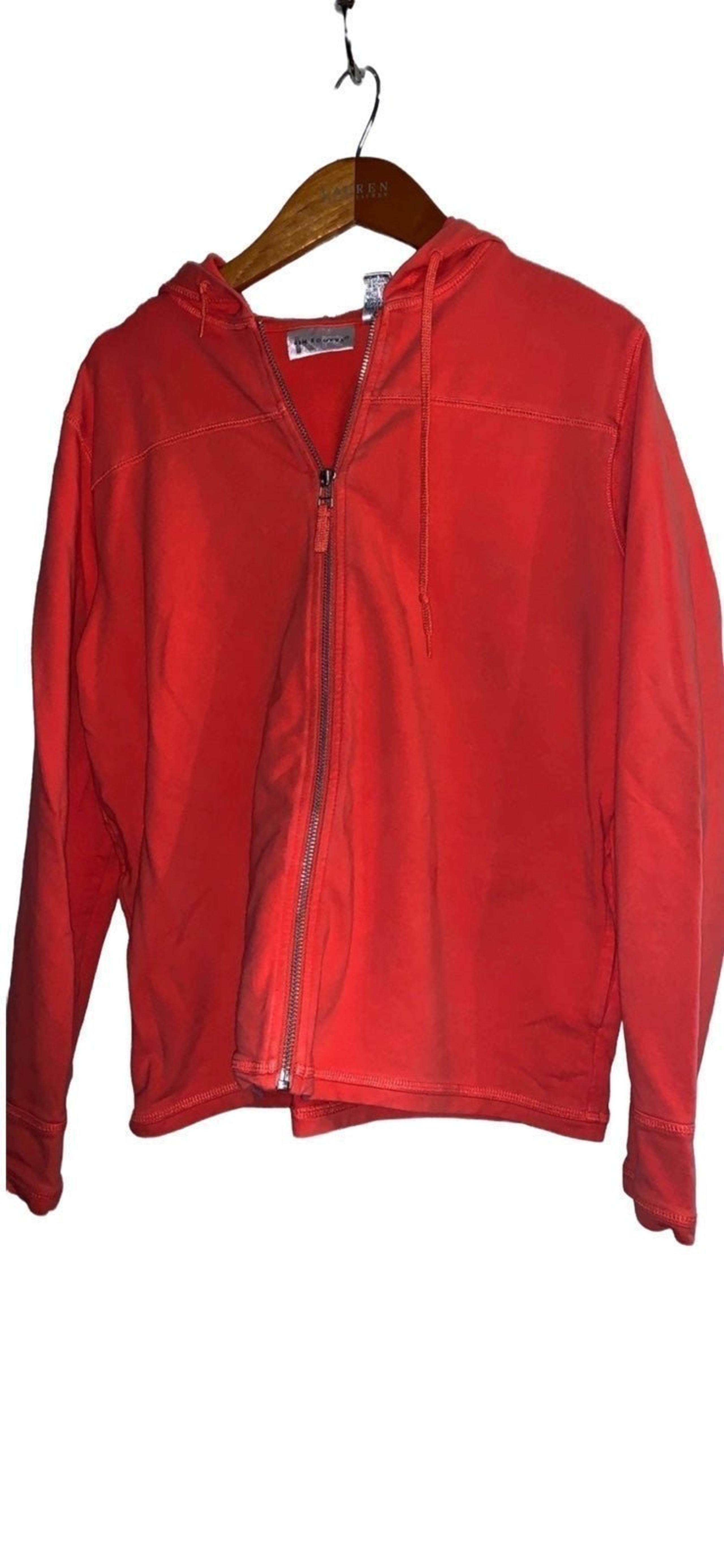 Coral Orange zipper hood Jacket Sweatshirt