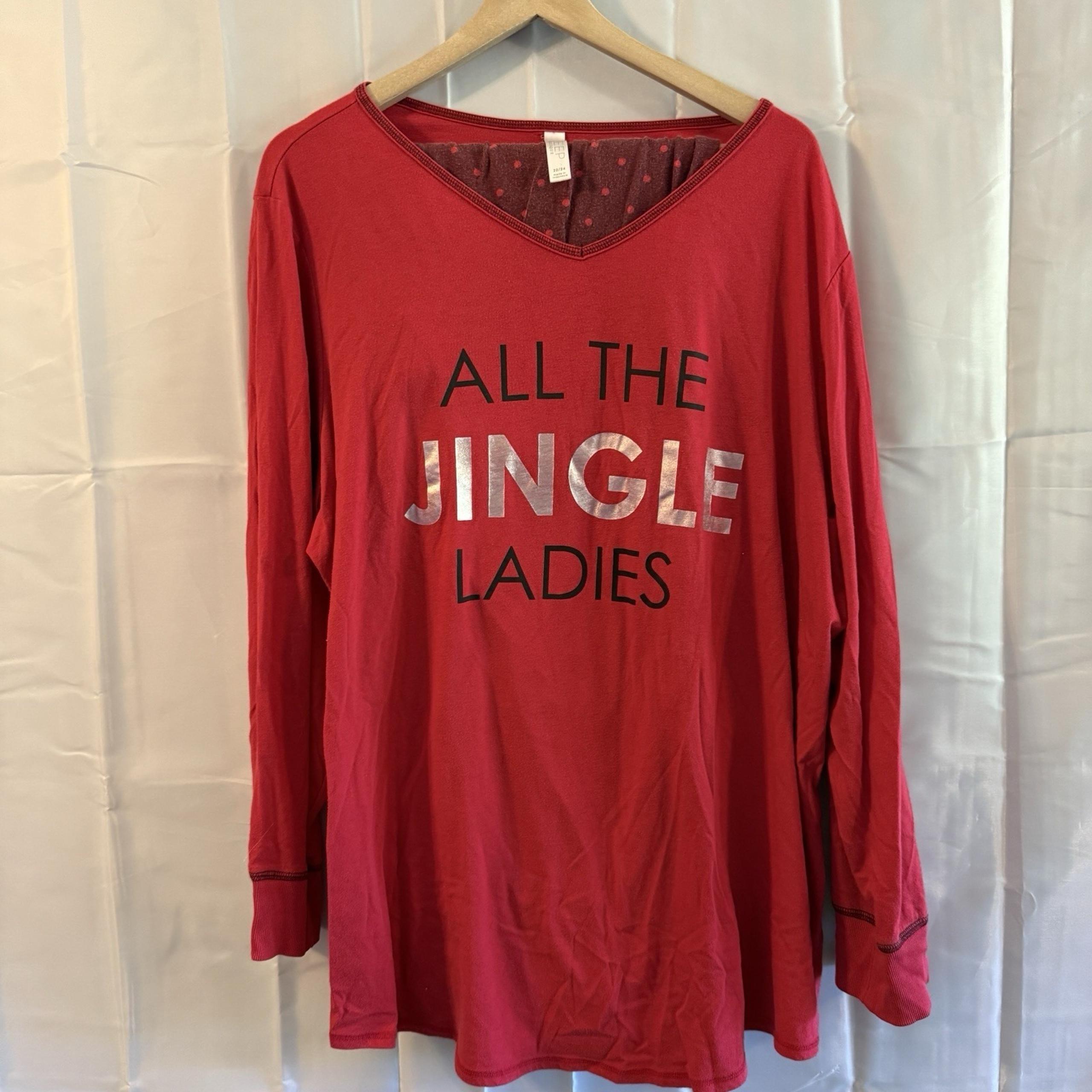 Sleep Cacique Womens Plus 22/24 2 Piece Pajama Set Red Christmas Pjs Lounge