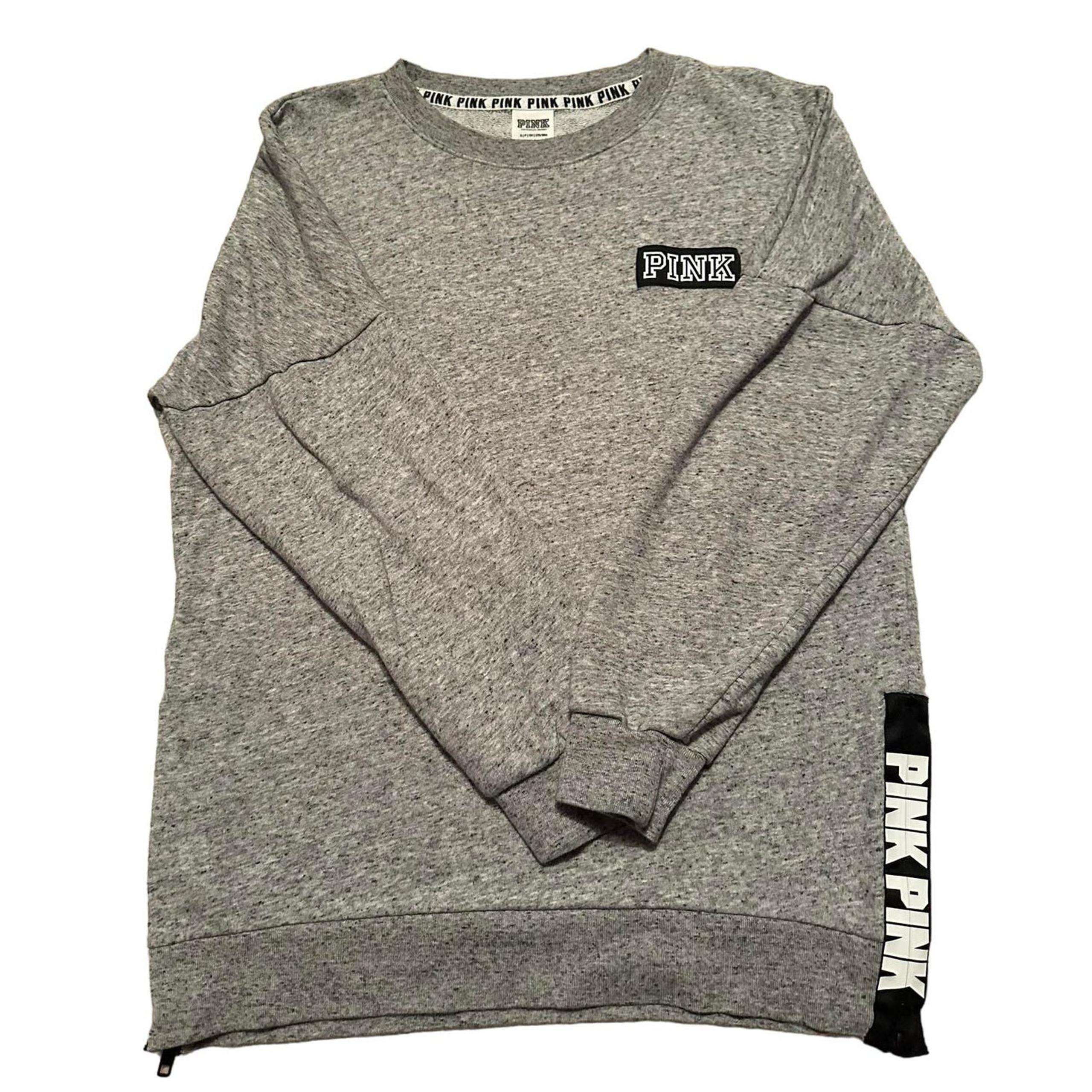 EUC Victoria's Secret PINK gray crewneck with zippered sides size small