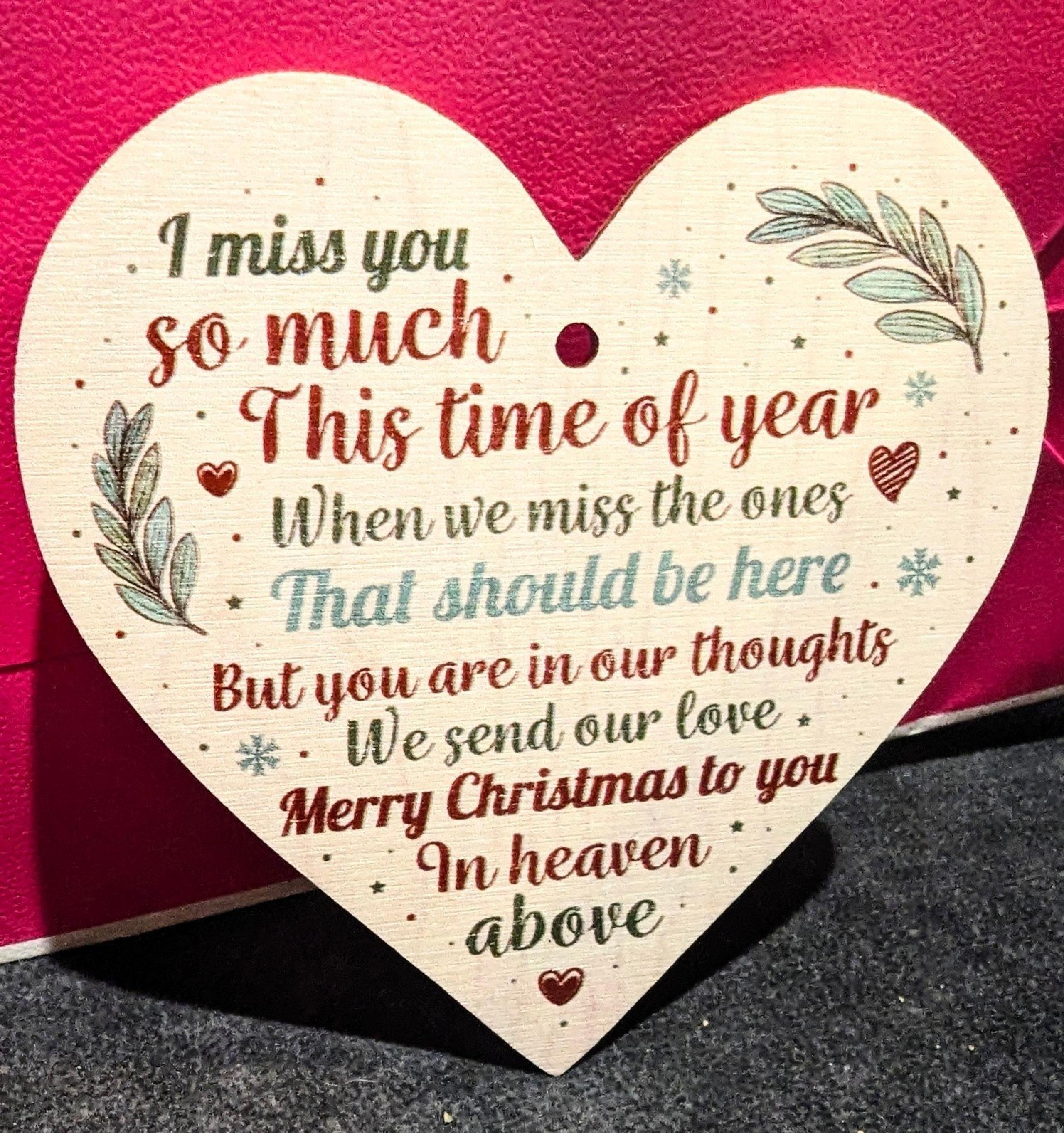 I miss you so much Heart sign honoring your loved one in heaven Stocking stuffer