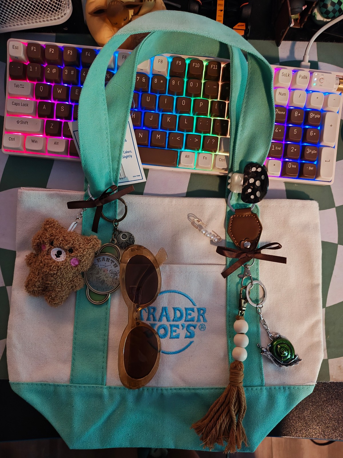 Trader Joe's Mini Tote bag - Green and brown Forest Core Vibes