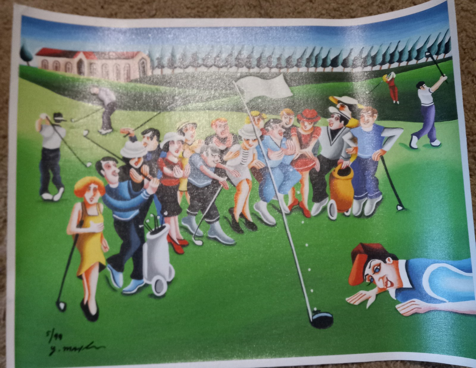 Yuval Mahler Playing Golf Limited Edition Canvas Numbered Hand Signed, LOA