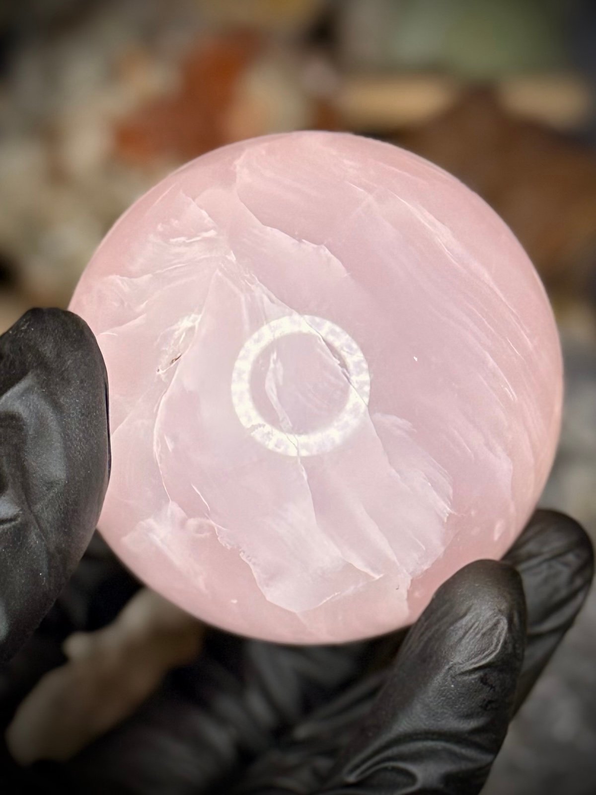 High Quality Pink Calcite Crystal Sphere With Strong UV Reactive