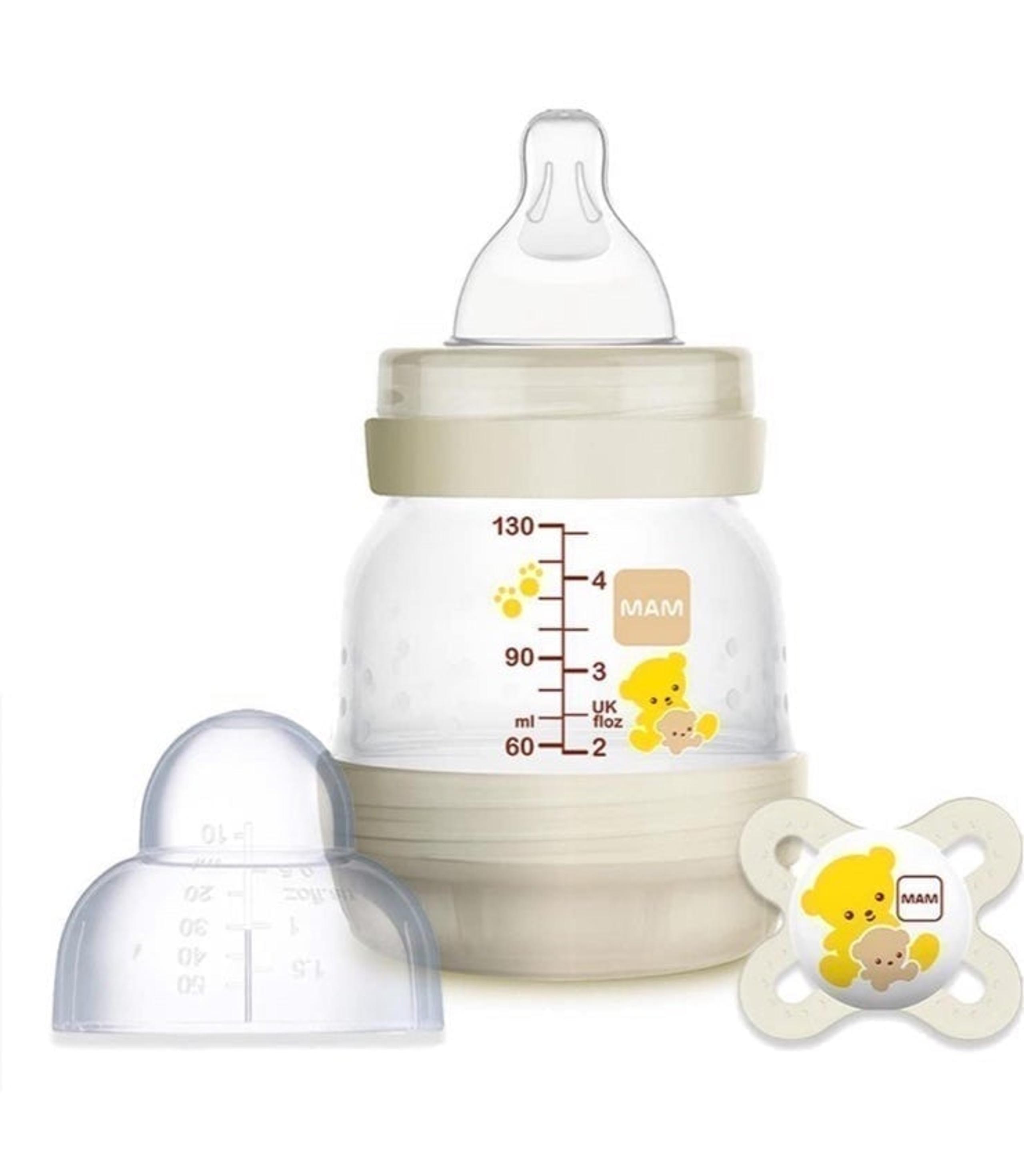 MAM Newborn Easy Start Anti-Colic 4.5-Ounce Bottle with Pacifier Set, Teddy Bear