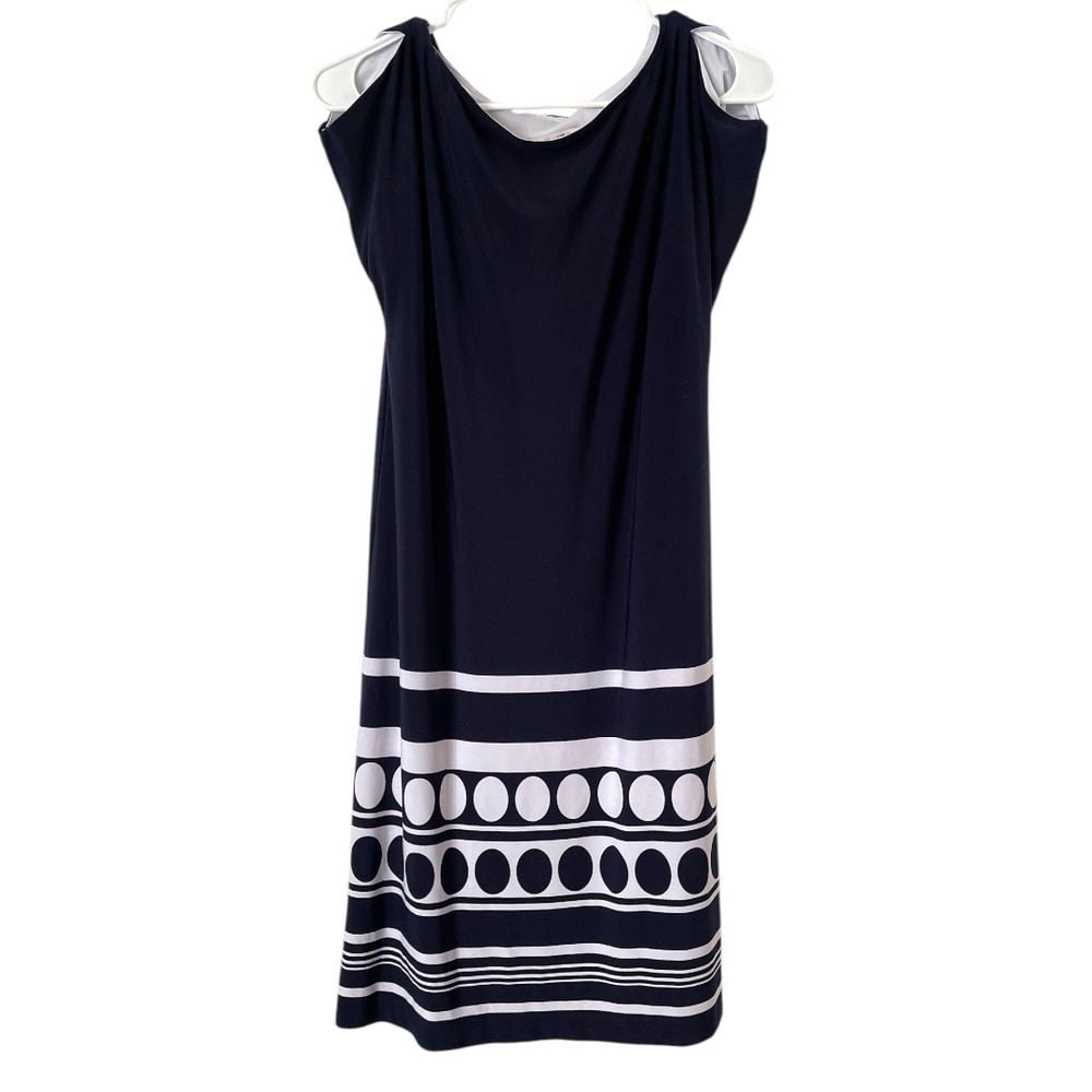 See By Chloe Navy Blue Midi Dress With White Polka Dots 4