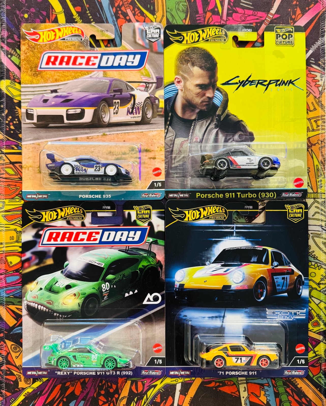 Hot Wheels Premium Porsche Set Rexy GT3 R + 935 + 911 Turbo + 911 Lot of 4 1:64