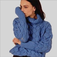 FRNCH Paris textured knit turtleneck sweater navy blue small/medium NWT