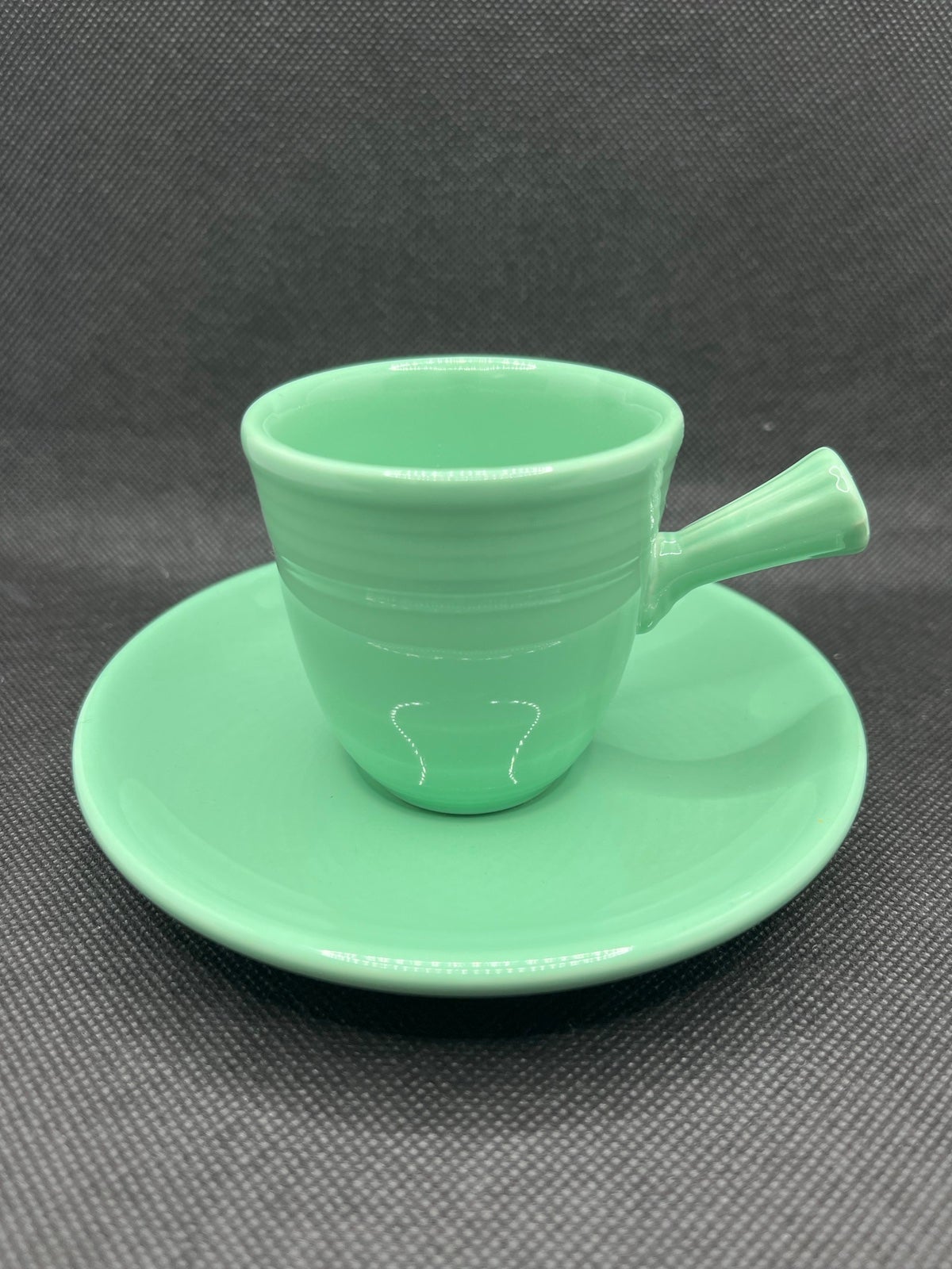 HTF Fiesta Sea Mist Green Demitasse Stick Handle Cup and Saucer