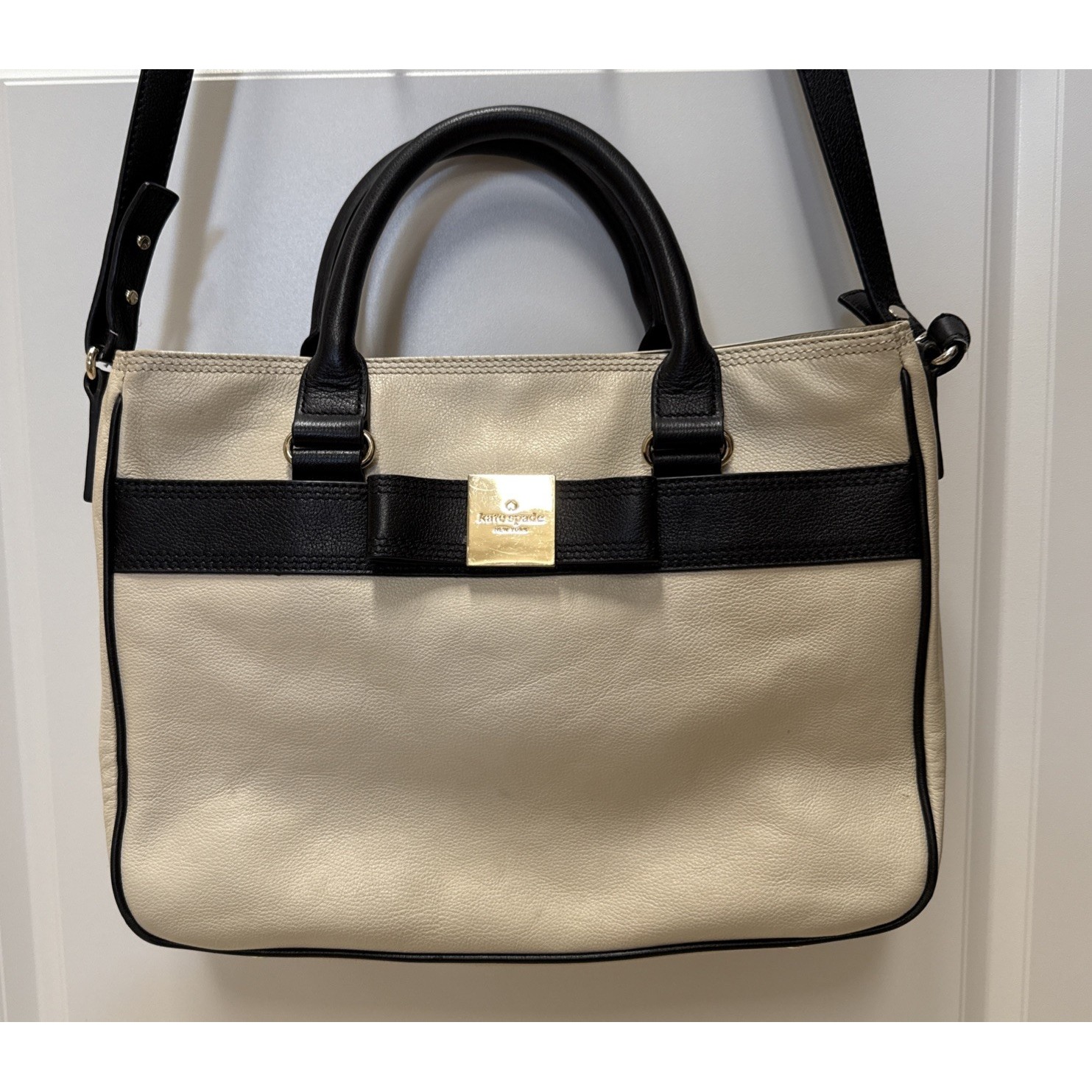 Kate Spade NY Primrose Hill Beige Tote Purse Crossbody Travel Business Preppy