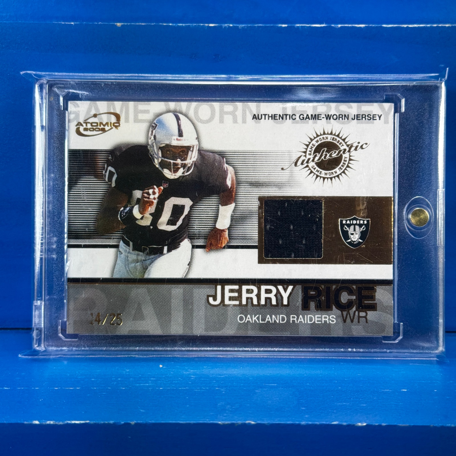 JERRY RICE 2002 Pacific Atomic Authentic Game Used Jersey Swatch SSP /25 GOAT