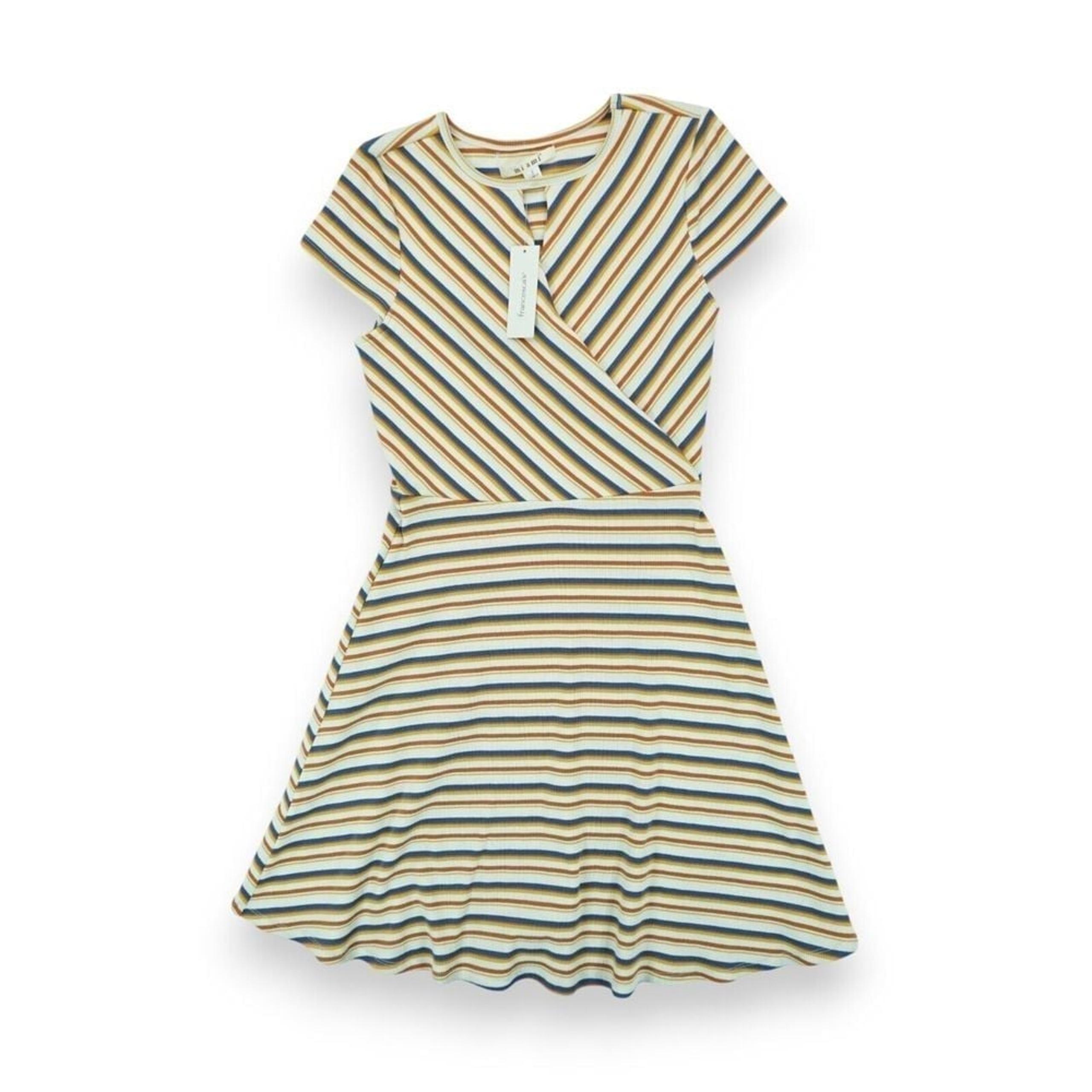 NWT Miami Mini Dress Womens Size Small Striped Pattern Short Sleeve Multicolor