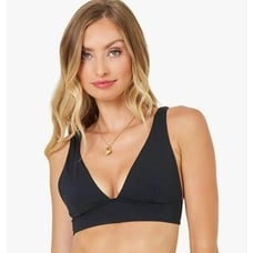 LSpace Women's Hadley Bikini Top Black Halter Large Tie back 110 NEW