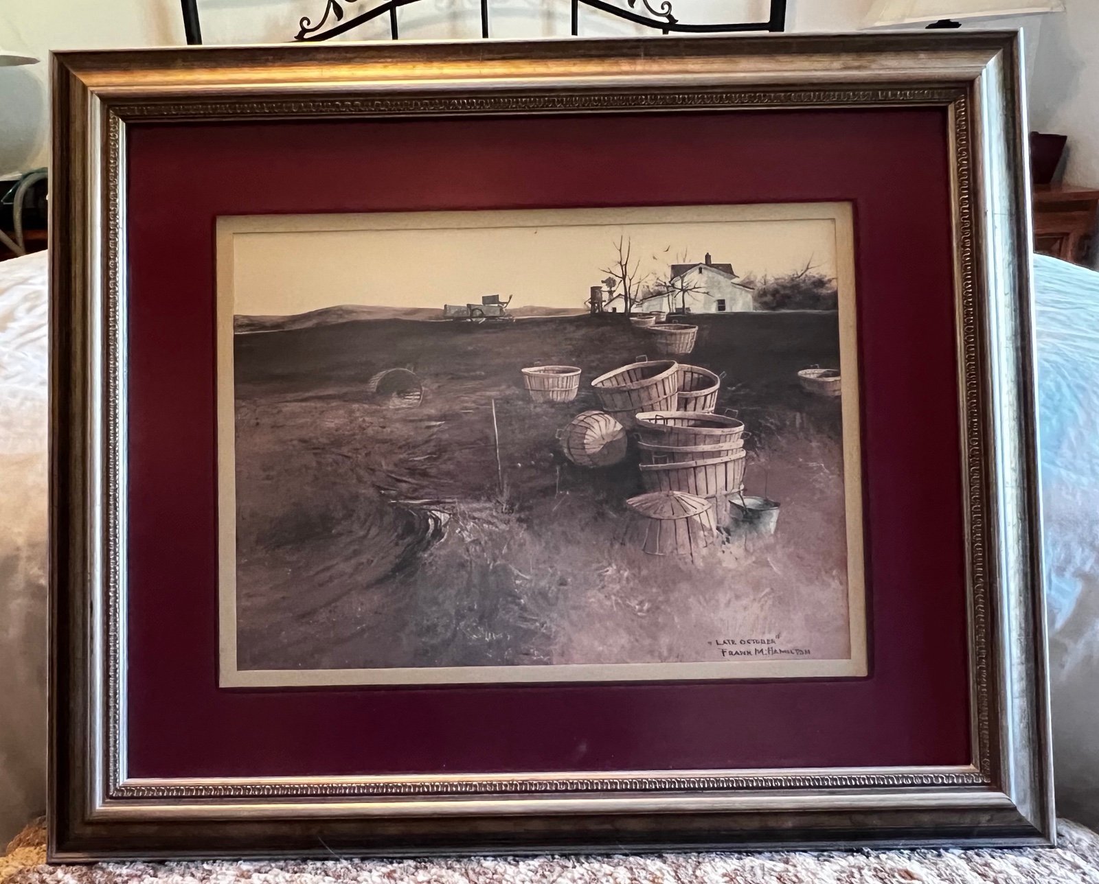 Late October by Frank Hamilton Print On Canvas Framed & Matted Titled & Signed